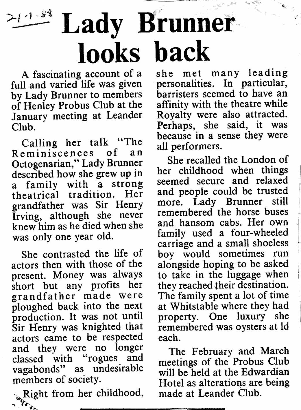 Henley Men's Probus Club: Historical Artefact